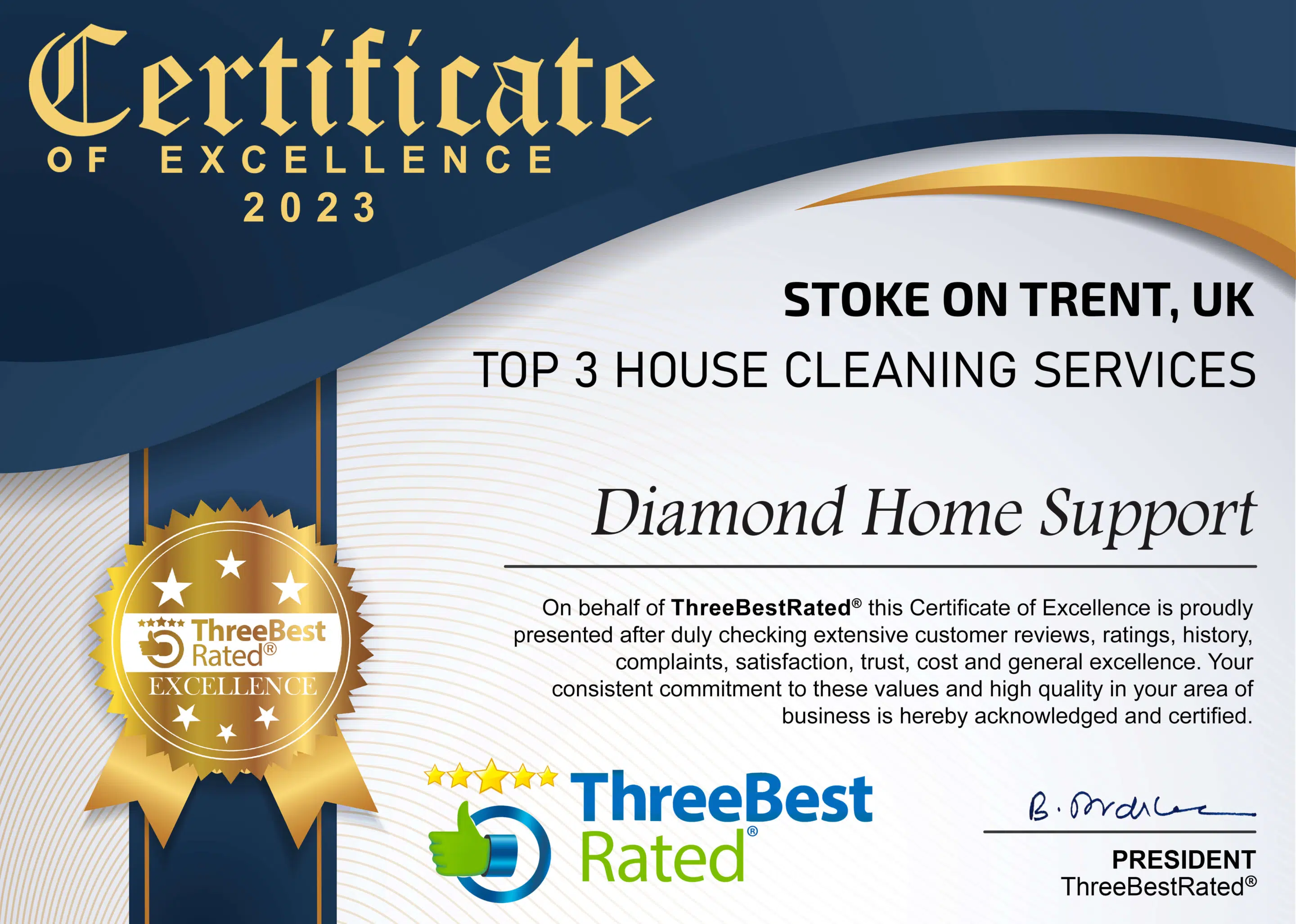 Stoke on Trent Cleaning Award Three Best Rated 2023 Certification cleaners in stoke on trent
