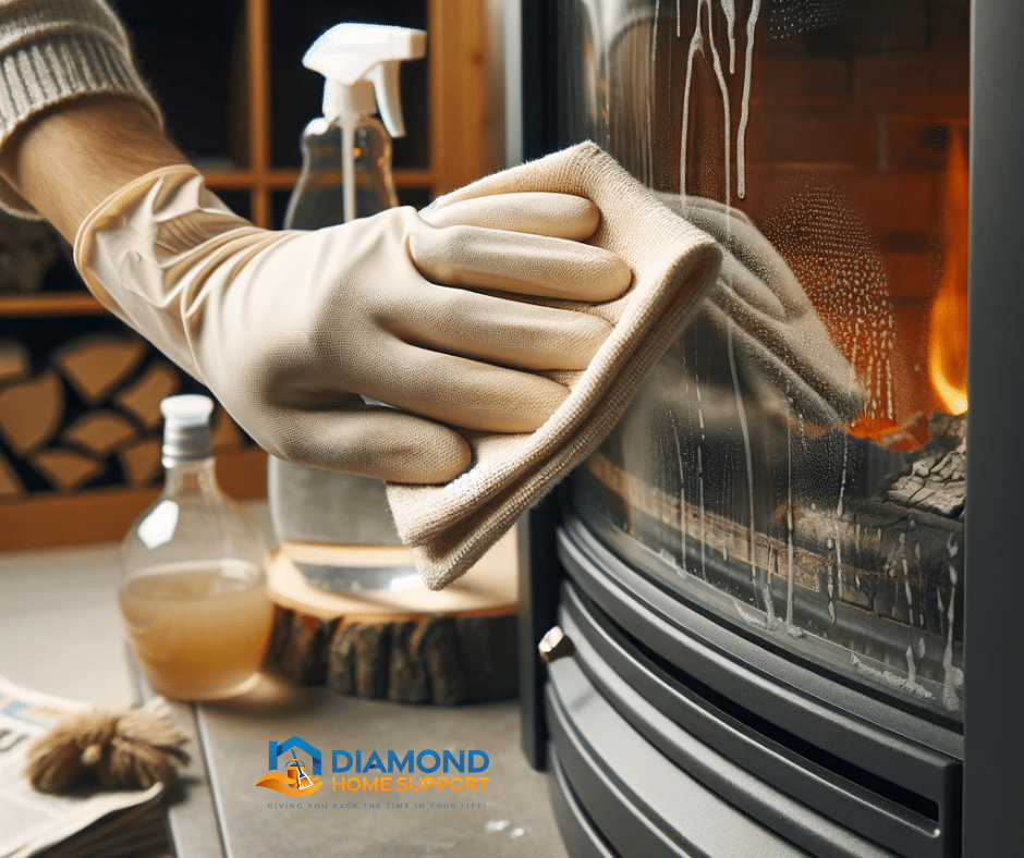 how to clean the glass on a log burner