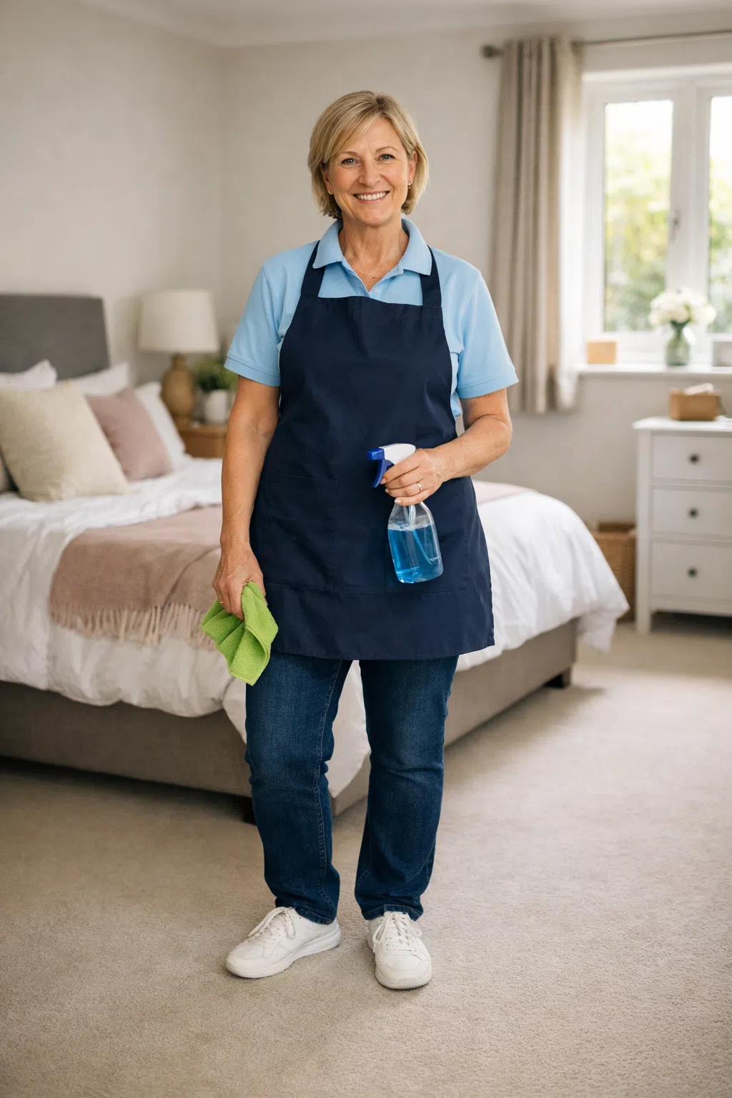 cleaner in Ashton under Lyne cleaning a lounge in a clients house