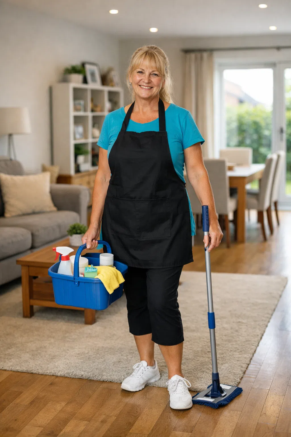 cleaner in abergavenny cleaning a lounge