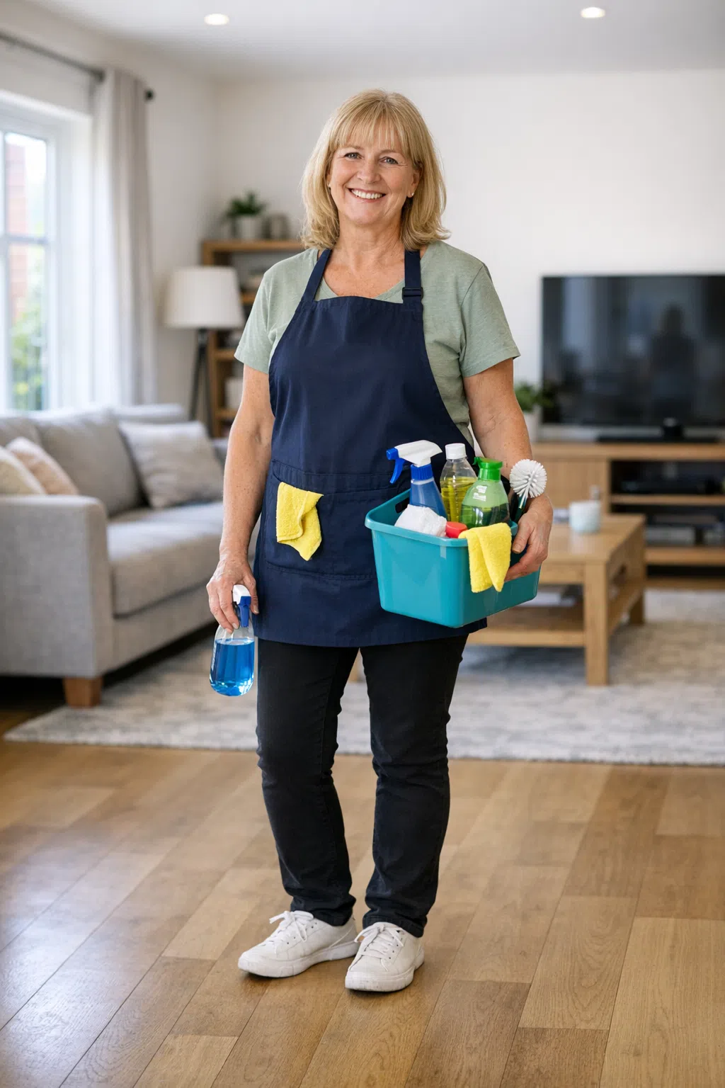 cleaner in Chislehurst cleaning a front room