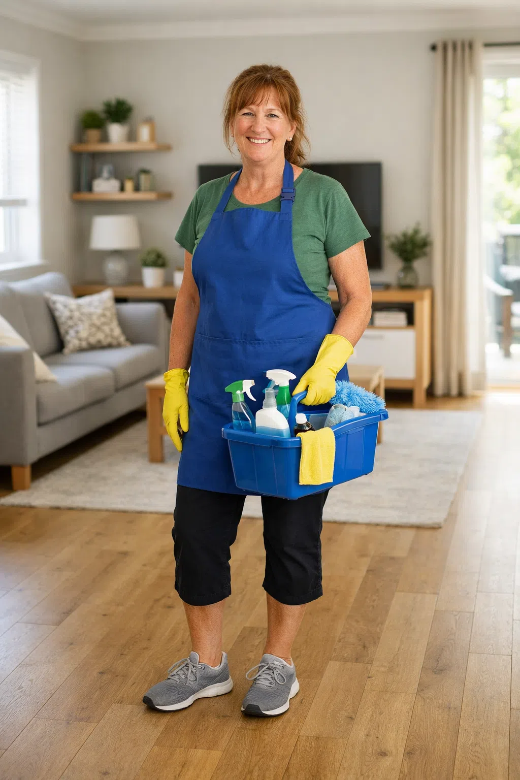 cleaner in Yarm cleaning a local customer's living room