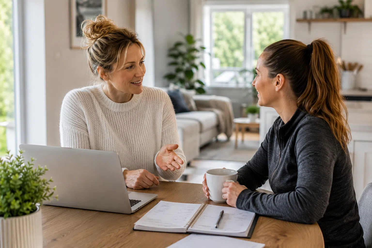 Local cleaning franchise owner speaking with cleaner and client in a relaxed home setting what does a typical day look like running a cleaning franchise